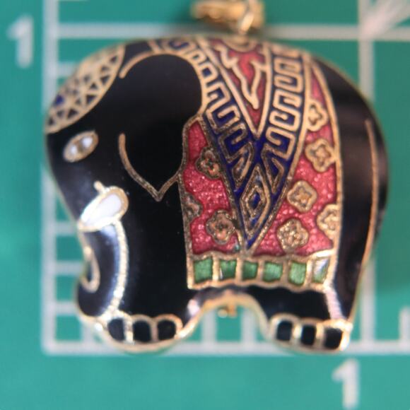 🖤Vintage Cloisonne Pendant Colorful Asian Elephant - Picture 7 of 7